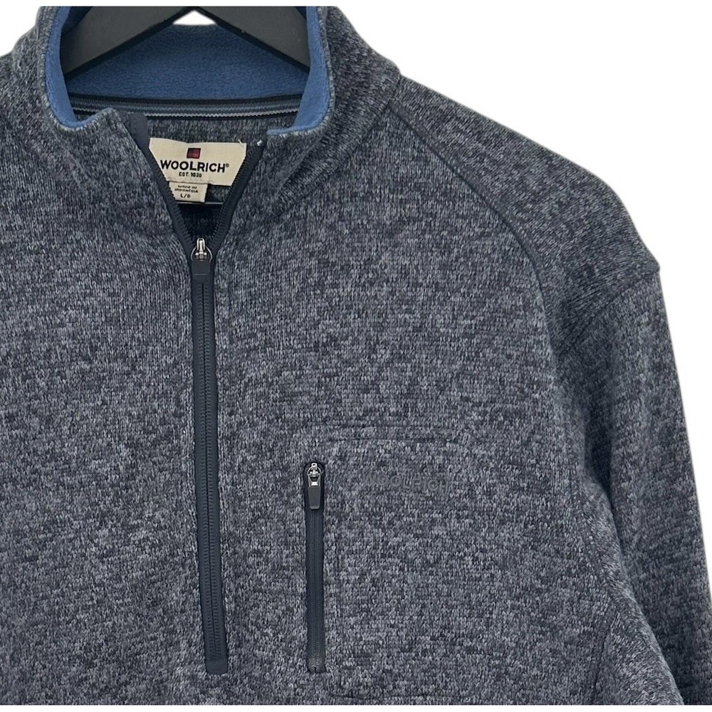 WoolRich Men's 1/2 zip‎ Pull Over Sweater W/Pocket Outdoors Size Large Gray